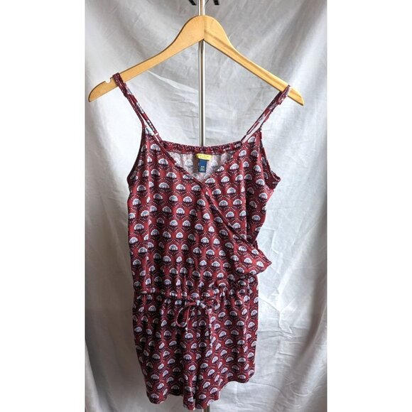 Aeropostale PRINCE & FOX Red & Blue Floral Romper 9657 Size M - Picture 2 of 8